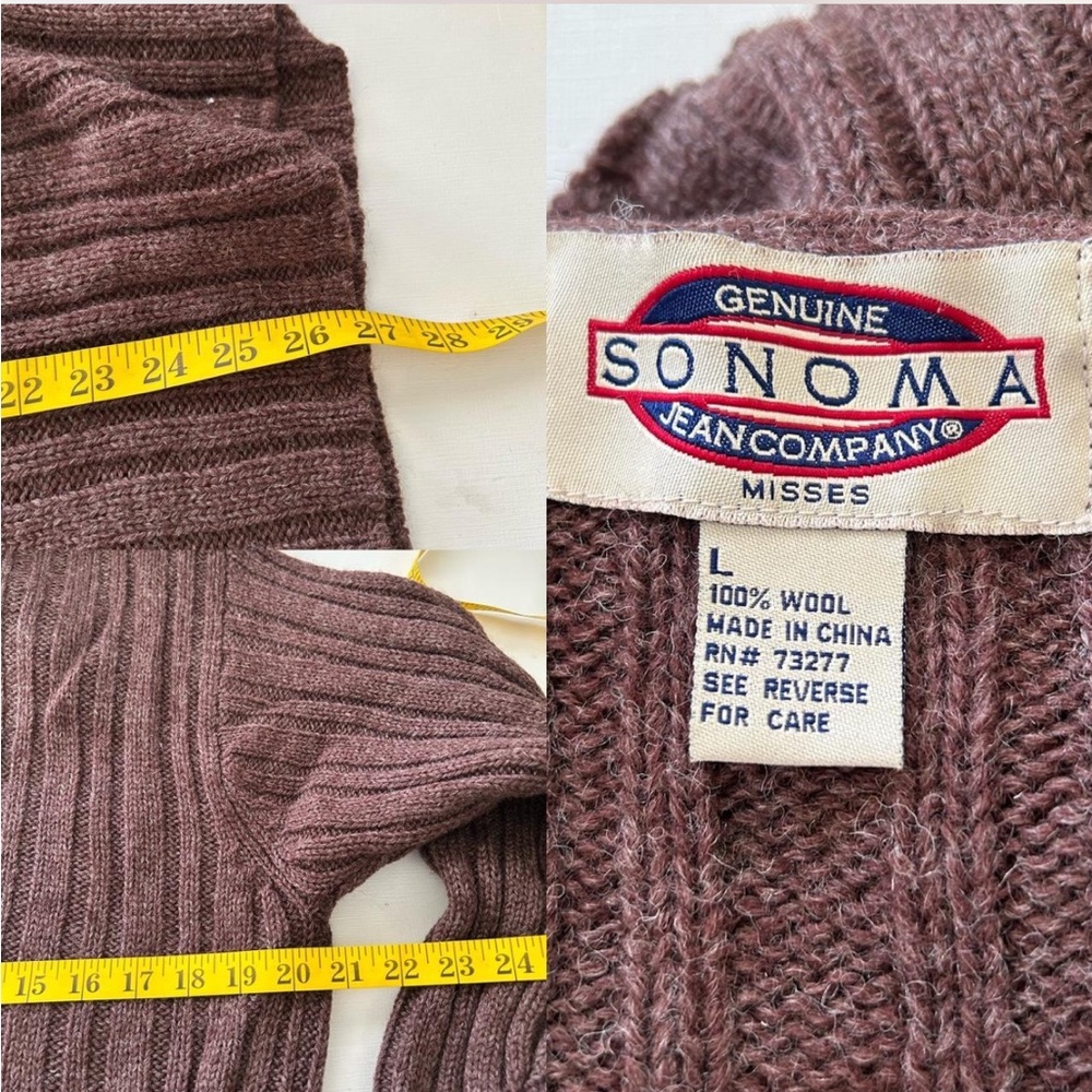 Vintage Sonoma wool ribbed knit brown sweater. - Picture 6 of 7